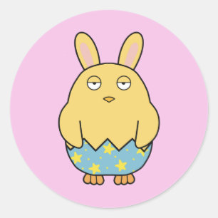 Pegatina Redonda Bored Bunny Chick 04