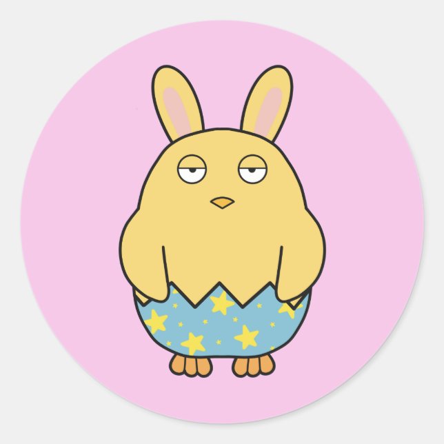 Pegatina Redonda Bored Bunny Chick 04 (Anverso)
