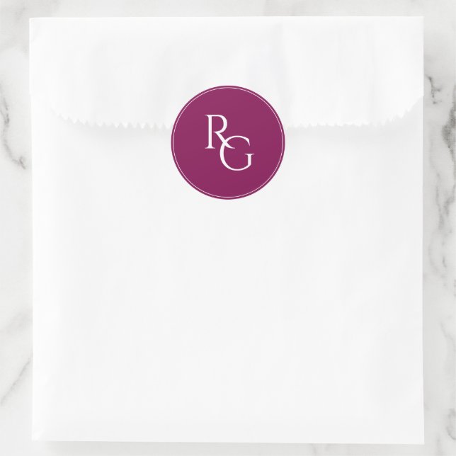 Pegatina Redonda Borgoña | Iniciales Chic Simple (Bolso)