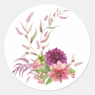 Pegatina Redonda Borgoña - Marsala Floral