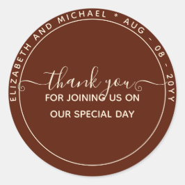 Pegatina Redonda Borgoña moderna Gracias Por Favor