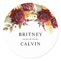 Borgoña Roses Rojos Floral Elegante Boda