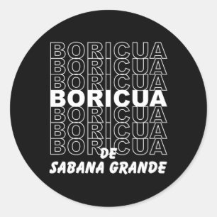 Pegatina Redonda Boricua De Sabana Grande Puerto Rico