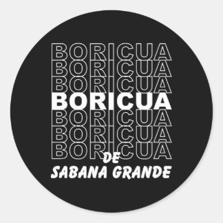 Pegatina Redonda Boricua De Sabana Grande Puerto Rico