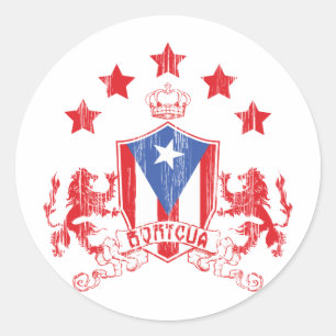 Pegatina Redonda Boricua Heraldy