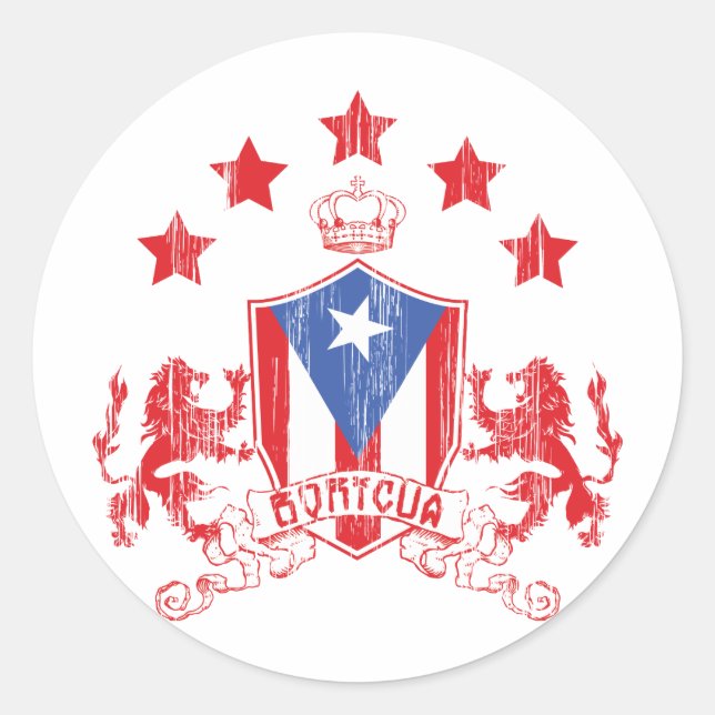 Pegatina Redonda Boricua Heraldy (Anverso)