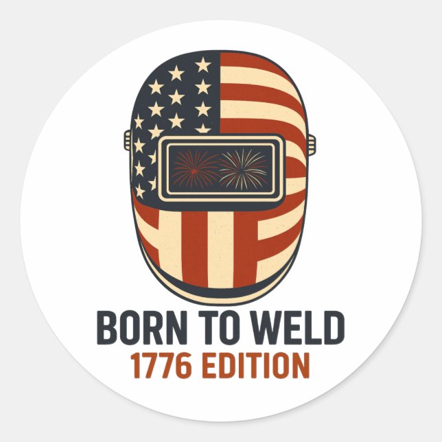 Pegatina Redonda Born To Weld - Stickers (Anverso)