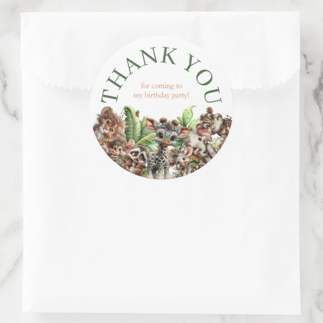 Pegatina Redonda Born Two Be Wild Safari Birthday (Bolso)