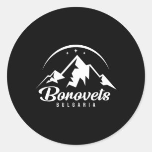 Pegatina Redonda Borovets Bulgaria Ski Resort Esquí Snowboard