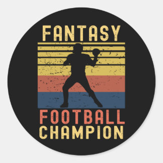 Pegatina Redonda Borrador divertido de campeón de fútbol de fantasí