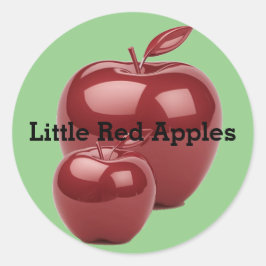Pegatina Redonda Borrar o editar texto manzanas rojas en verde