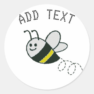Pegatina Redonda Borroidery Print Cute Bee Baby Shower