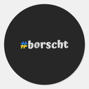 Pegatina Redonda Borscht Ucraniano Divertido Comida Tradicional Ucr