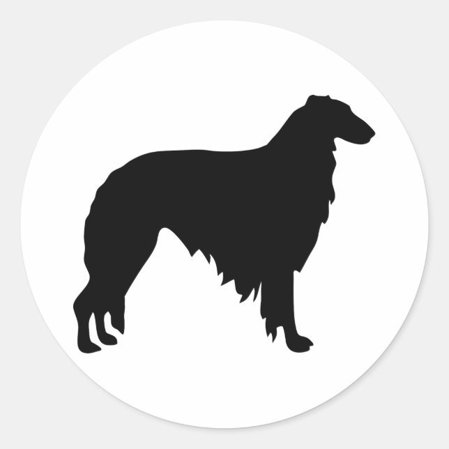 Pegatina Redonda Borzoi (Anverso)