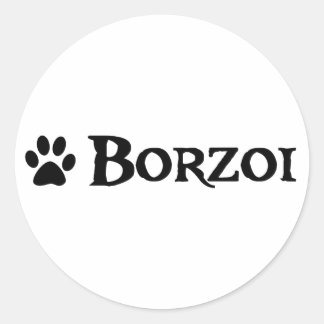 Pegatina Redonda Borzoi (estilo pirata con huella dactilar)