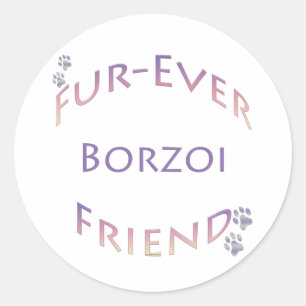 Pegatina Redonda Borzoi Furever