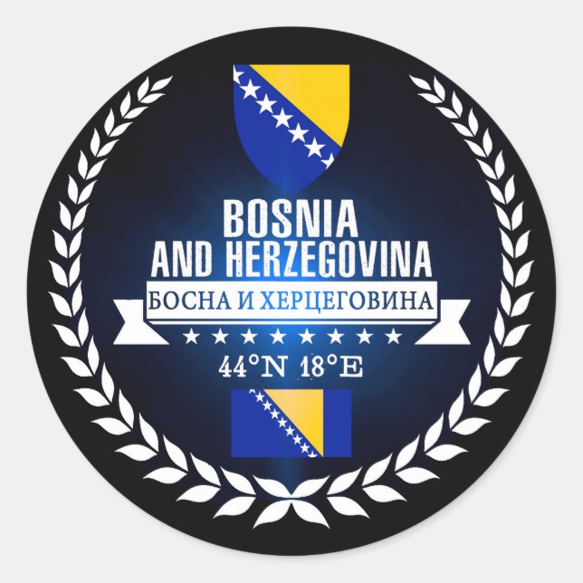 Pegatina Redonda Bosnia y Herzegovina (Anverso)