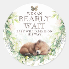 Pegatina Redonda Bosque de animales de bosque vegetación Bebé ducha