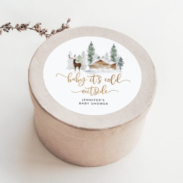 Pegatina Redonda Bosque de bosque Bebé hace frío afuera (Subido por el creador)