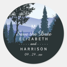 Pegatina Redonda Bosque de bosques azules, Boda ruso