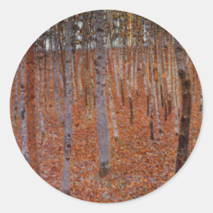 Pegatina Redonda Bosque de hayas de Klimt