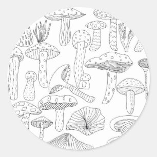 Pegatina Redonda Bosque de setas de otoño