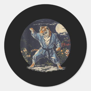 Pegatina Redonda Bosque de Tigre de Karate Jiu-Jitsu MMA Amante de 
