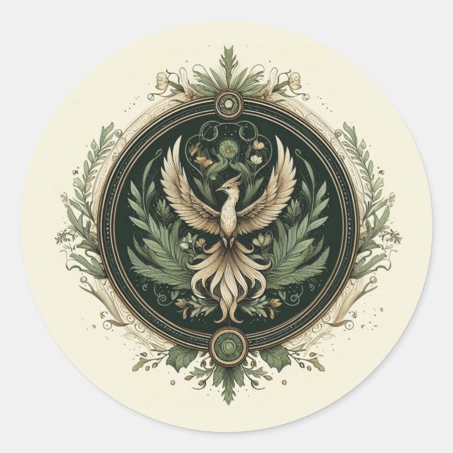 Pegatina Redonda Bosque encantado de la época de la cosecha (Anverso)