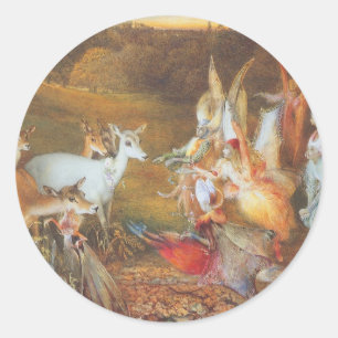 Pegatina Redonda Bosque Encantado del artista John Anster Fitzgeral
