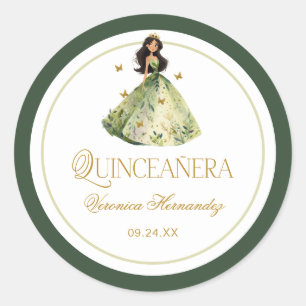 Pegatina Redonda Bosque Encantado Quinceañera Cumpleaños 