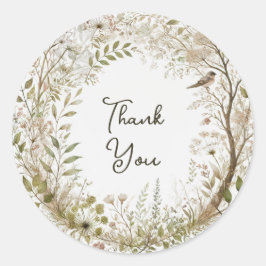 Pegatina Redonda Bosque etéreo encantado