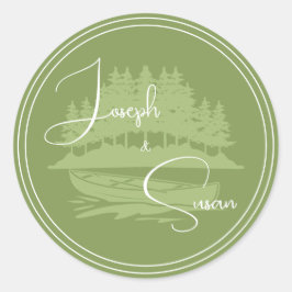 Pegatina Redonda Bosque forestal simple y moderno