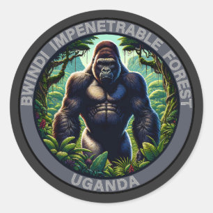 Pegatina Redonda Bosque impenetrable de Bwindi Uganda
