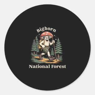 Pegatina Redonda Bosque Nacional Bighorn Wyoming Senderismo Hongo V