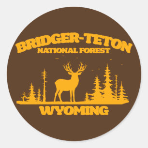 Pegatina Redonda Bosque nacional Bridger-Teton
