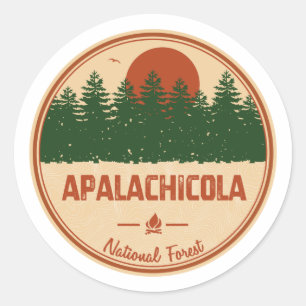 Pegatina Redonda Bosque nacional de Apalachicola