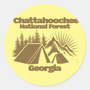 Pegatina Redonda Bosque nacional de Chattahoochee Georgia