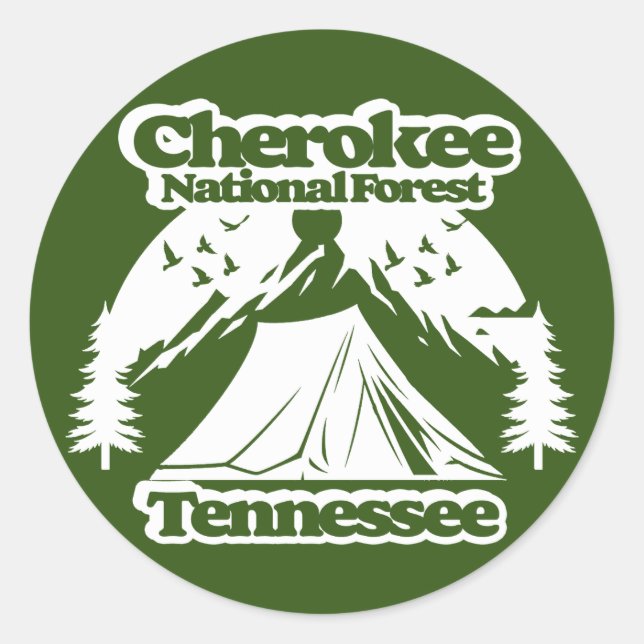 Pegatina Redonda Bosque nacional de Cherokee Tennessee (Anverso)