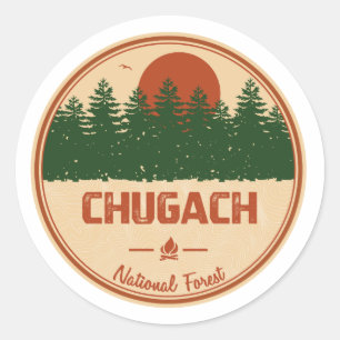 Pegatina Redonda Bosque nacional de Chugach