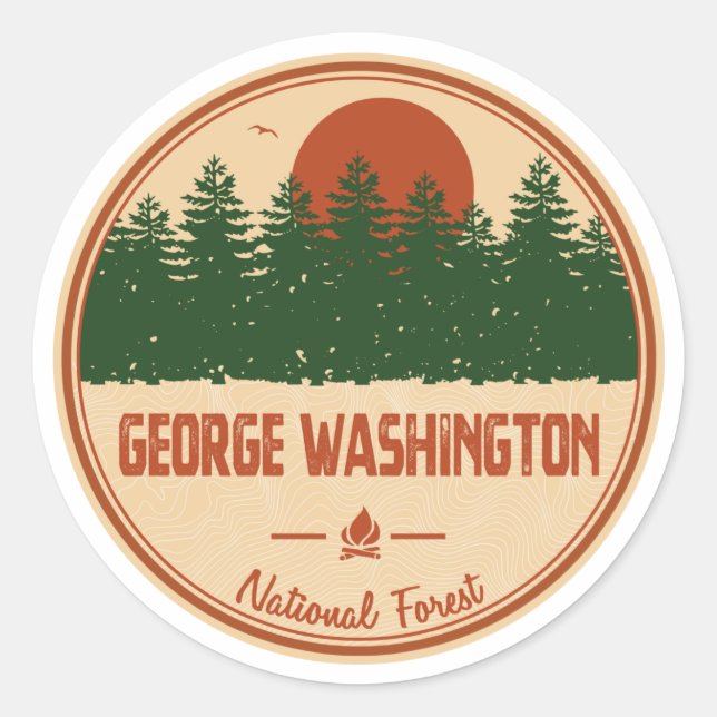 Pegatina Redonda Bosque nacional de George Washington (Anverso)