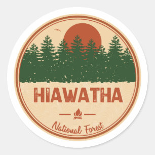 Pegatina Redonda Bosque nacional de Hiawatha