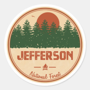 Pegatina Redonda Bosque nacional de Jefferson