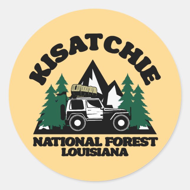 Pegatina Redonda Bosque nacional de Kisatchie Louisiana (Anverso)