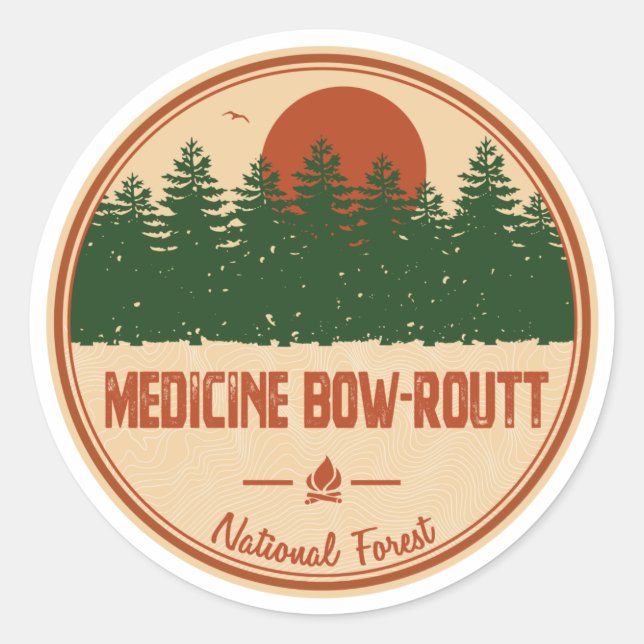 Pegatina Redonda Bosque nacional de Medicine Bow-Routt (Anverso)