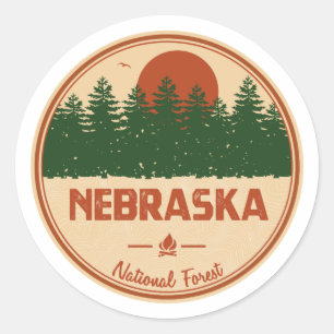 Pegatina Redonda Bosque nacional de Nebraska