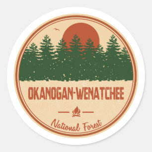 Pegatina Redonda Bosque nacional de Okanogan-Wenatchee