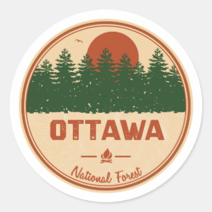 Pegatina Redonda Bosque nacional de Ottawa