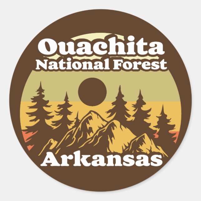 Pegatina Redonda Bosque nacional de Ouachita Arkansas (Anverso)
