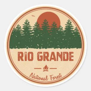 Pegatina Redonda Bosque nacional de Río Grande