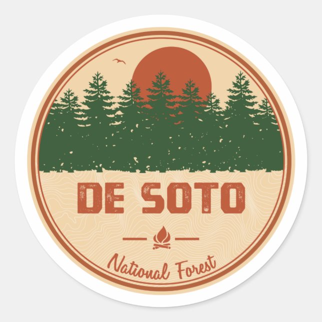 Pegatina Redonda Bosque nacional de Soto (Anverso)
